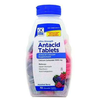 Picture of Ultra strength antacid calcium chewable tablets -flavors vary- 72 ct.